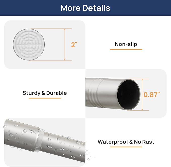ENJOYBASICS 2 Pack Adjustable Spring Tension Curtain Rods 32 to 66 Inches, Stainless Steel Nickel Shower Rod No Drilling for Window, Bathroom, Closet, Room Divider, 7/8" Diameter