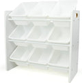 Humble Crew Toy Storage Organizer with 9 Removable Storage Bins for Kids Playroom, 3-Tier Toddler Toy Organization and Storage, White/White