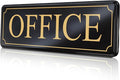The Office Door Sign for Your Home and Business with Bigger Gold Letters - Bright Acrylic Self-Adhesive Sign 9×3 in with Double Sided 3M Tape - Quick and Easy Installation Without Any Tools