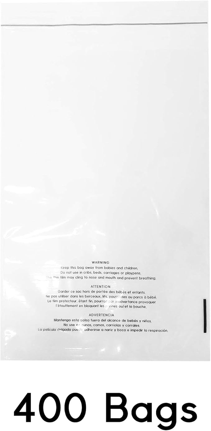 The Elixir Packaging 400 Count 6 x 9 Clear Poly Bag with Suffocation Warning Reclesable Transparent Plastic Tote Backpack Mailer Bag, Food Grade Material, 1.5 Mil Thickness