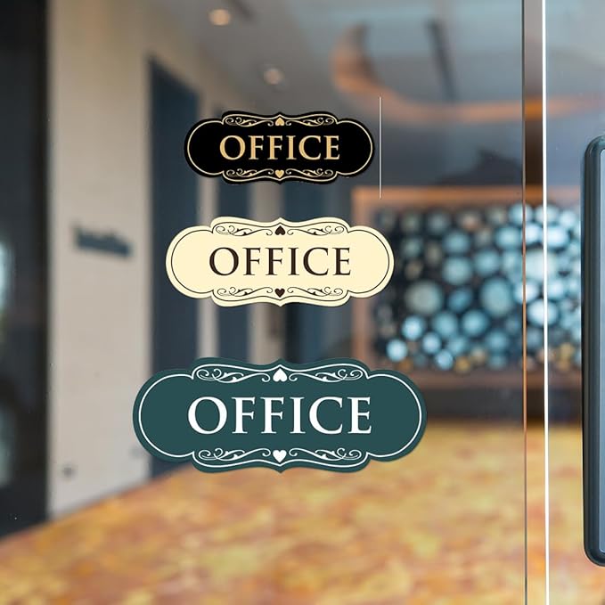All Quality Designer Office Sign | Easy Installation - Black/Gold - Large (10 Pack)