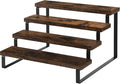 YINMIT Wooden Display Riser Stand, Tiered Perfume and Cologne Organizer Stand, 4 Tier Spice Rack Organizer, Rustic Display Shelf for Candles (4 Tier)