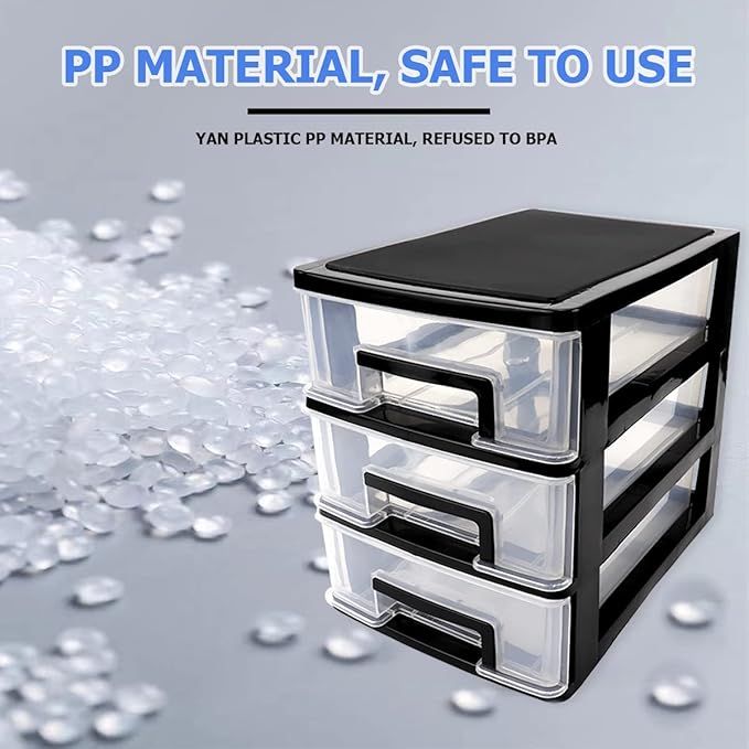 3 Tier Plastic Drawer Organizer Storage Box for Desk, Cosmetics, Jewelry, Office Supplies, Home Organization (8.46" x 5.9" x 7.48")