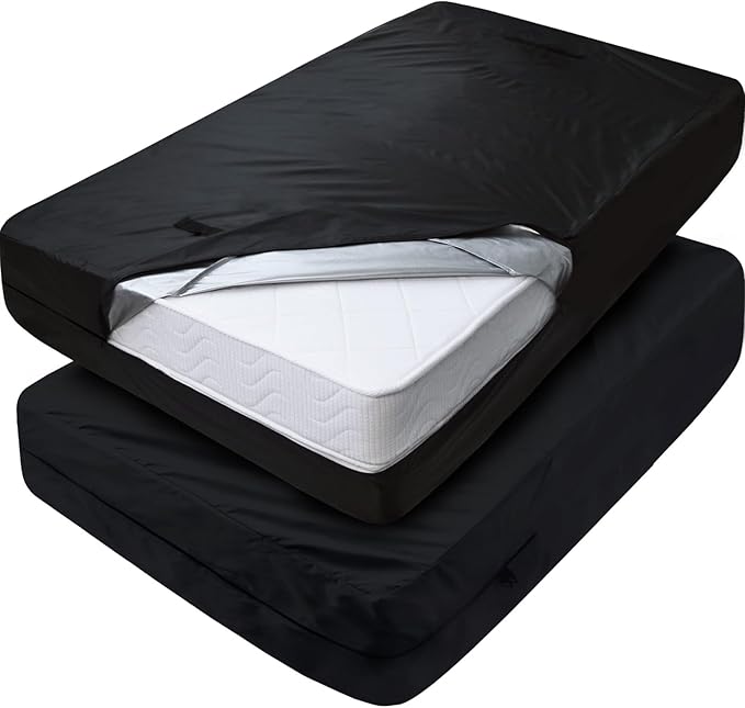 Mattress Bags for Moving Twin 2 Pack, Mattress Storage Bag Waterproof with Strong Handles & Double Zippers, Reusable Mattress Protector, Black