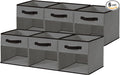 DECOMOMO Storage Bins, Cube Storage Bin with Window | 11" Cube, 6 Pack, Fabric Storage Cubes for Shelves (Grey)