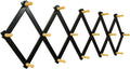 SKOLOO Accordion Wall Hanger with 16 Hooks, Modern Expandable Coat Rack Hat Rack for Wall, Solid Wooden, Natural on Black