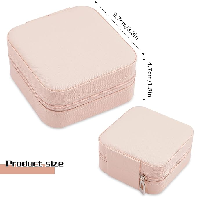Neveika Portable Travel Mini Jewelry Box Leather Jewellery Ring Organizer Case Storage Gift Box Girls Women (pink).