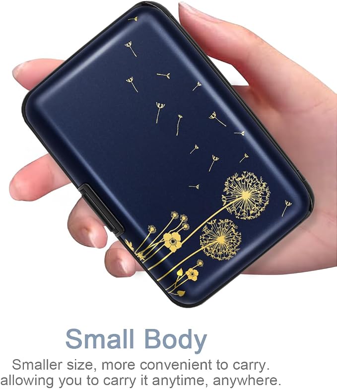 Coco Rossi Credit Card Holder RFID Aluminum Small Mini Wallet Women | Metal Wallet, Business Cards Holder, ID Case, Slim Sleeves, Womens Girls Gift, Carry Proof Wallets for Travel, Dandelion