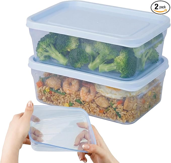 carrotez Flexible Freezer Storage Containers with lids, 2Pack 2.5cup Blue