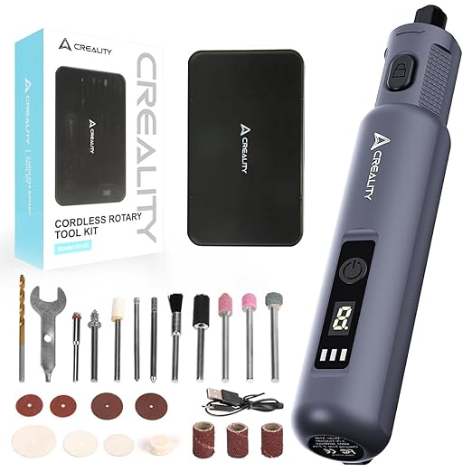 Creality Cordkess Rotary Tool, 6-Speed Mini Rotary Tool Kit with 24 Accessories, Multi-Purpose 3.7V Rechargeable Power Rotary Tool for Sanding, Polishing, Drilling, Engraving, DIY Crafts
