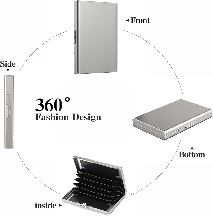 Stainless Steel Credit Card Wallet RFID Blocking Metal Case Pocket Business Card Holder for Women and Men