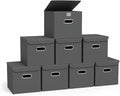 Closet Organizers Fabric Storage Bins With Lids Collapsible Cube Storage Organizer Basket With Handles,Storage Boxes for Clothes Storage,Office,Laundry,Shelves,8 Pack,（Grey）