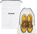 50 Pack Clear Shoe Bags for Travel, 12"x18" Large Travel Shoe Bags for Storage and Packing, Waterproof Drawstring Shoe Bag for Traveling, Bulk Travel Essentials for Men and Women