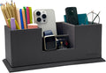 UnionBasic Desk Organizer, Caddy Leather Multi-compartment Pen Holder, Gray | Desktop Dual Pen Holder, Office Supplies Holder