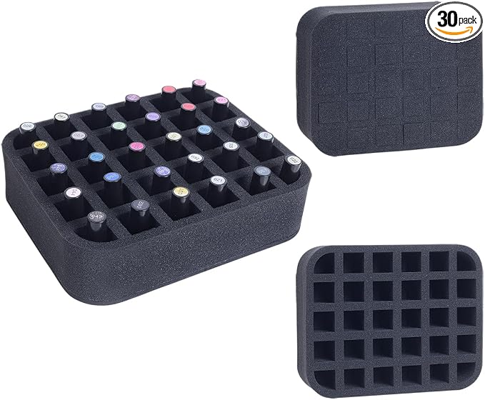 Nail Polish Organizer Holder Foam Pad with Slots for Storage 30 Bottles (15ml/0.5fl.oz) Nail Polish or Essential Oil Tray for Drawers Black