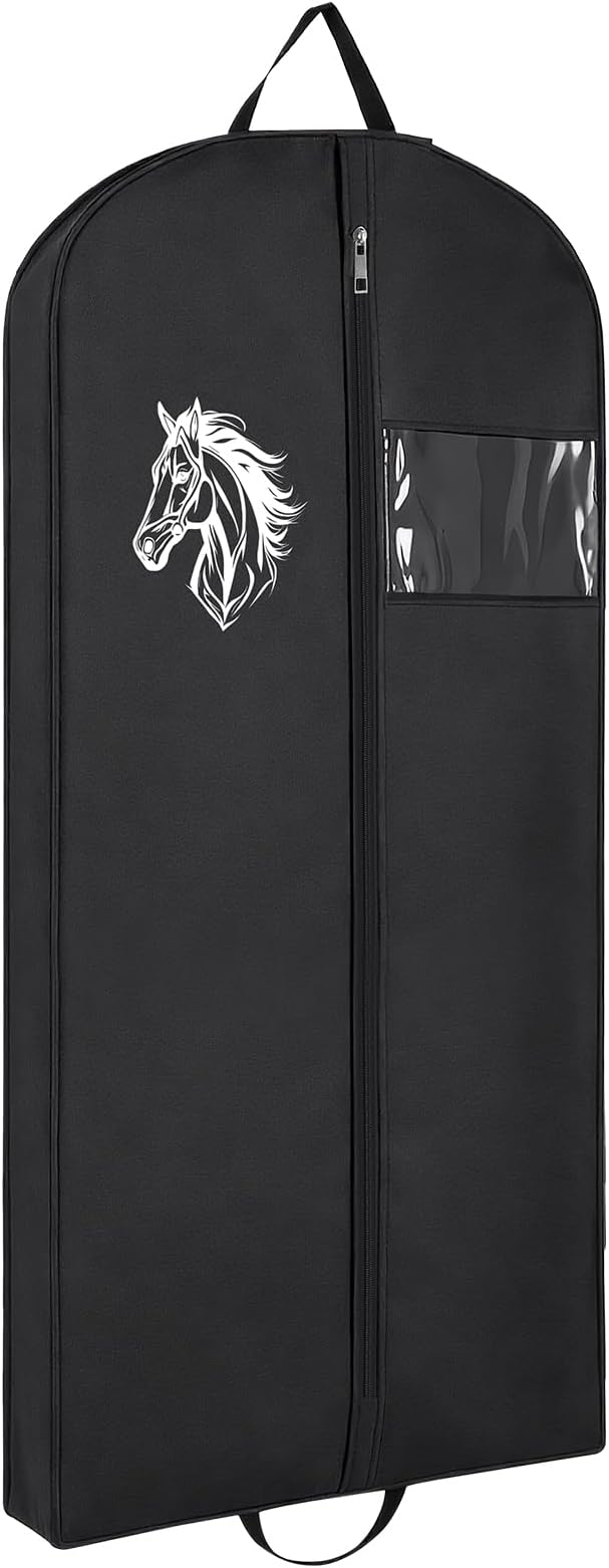 60'' Equestrian Garment Bags for Horse Show Clothes Bags Breathable for Hanging Riding Wear Contest Horse Show Uniform, 420d Polyester