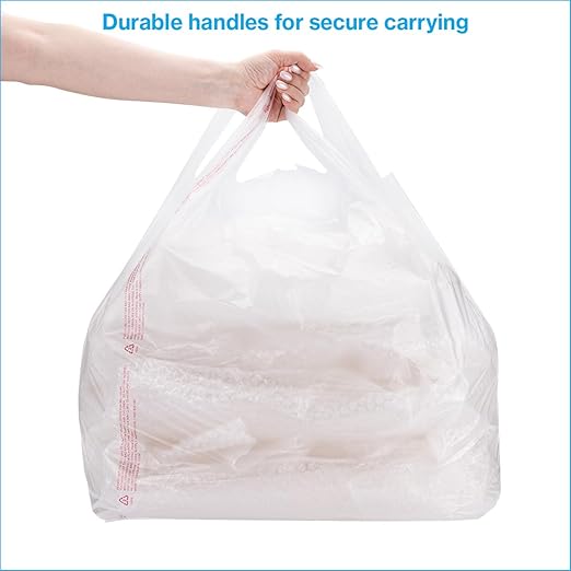 SSWBasics Large Clear Plastic T Shirt Bags 18 x 8 x 30 Case of 500 - Clear Plastic Bags with Handles - Durable Clear Shopping Bags - Versatile Clear Shopping Bags with Handles for Groceries and
