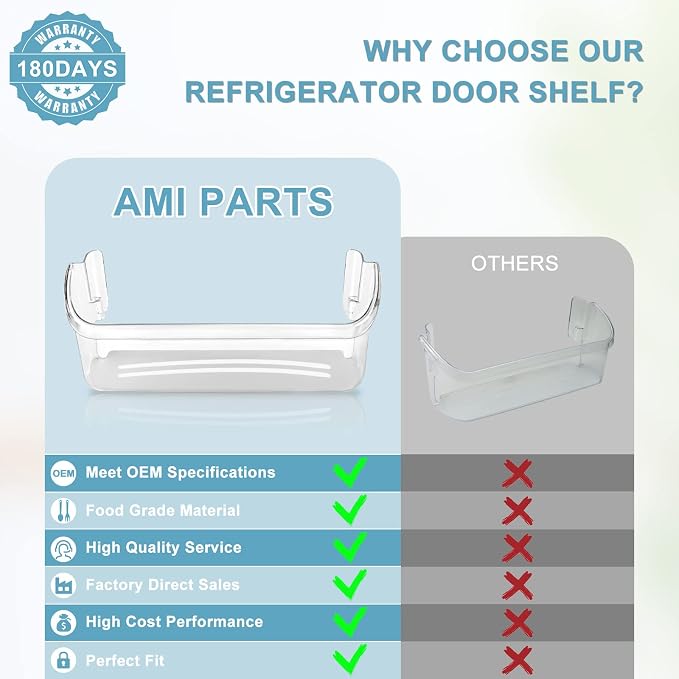 UPGRADED 242126602 Refrigerator Door Bin Shelf Replacement Compatible with Frigi.daire Refrigerator Door Shelf Replacement Parts LFSS2612TF0 LFSS2612TF4 by AMI PARTS
