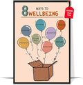 LOLUIS Mental Health Poster, Boho Therapy Tools Educational Supplies Art Print Classroom School Office Decor (8 Ways to Wellbeing, Custom Frame Type)