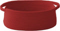 JMvicyroam Woven Basket,Small Rope Storage Bin with Handles & Ribbon Bag, Organizer for Shelves Closets,Gift Basket Empty for Birthday,Books,Dog Toys, Red
