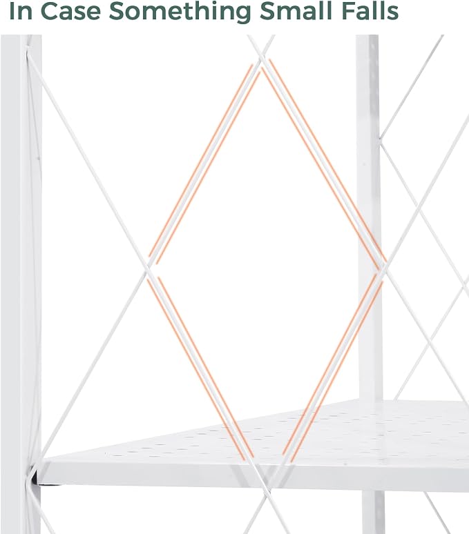 DEANIC 5-Shelf Folding Bookcase with Wheels, Heavy Duty Storage Shelves, Freestanding Metal Wire Shelving Unit for Living Room, Office, Kitchen, Basement, Pantry(White 2 Pack)