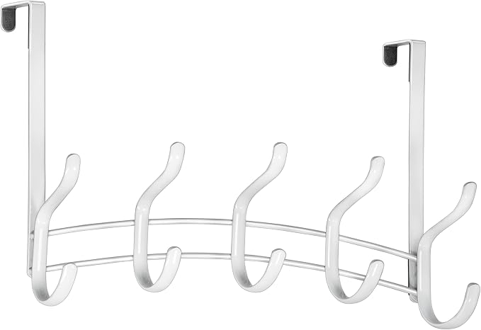 LYNK Professional® Home™ Over the Door Hooks - 10 Hook – Over the Door Coat Rack - Over the Door Hanger - Hanging Towels or Clothes - Bathroom, Bedroom, Laundry Room - Lifetime Ltd. Warranty, White