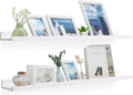 White Floating Shelves for Wall, Wooden Wall Mount Bathroom Shelves with Lip for Bedroom, 48 Inch Farmhouse Picture Ledge Shelf, Hanging Photo Shelves for Living Room Kitchen(White, 2 Pack, 48 Inch)