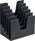 Acrimet 5 Section Incline File Sorter Organizer, Mail, Folder, Letter Desk Organizer, Rack for Office Organization Desktop (Plastic) (Black Color)