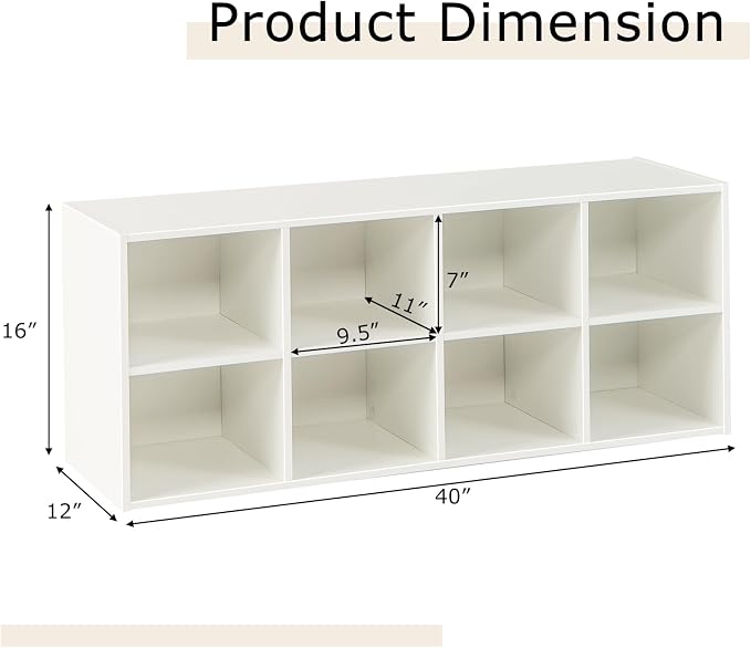 Tangkula 8 Cubbies Shoe Storage Bench, Shoe Organizer with 500 LBS Weight Capacity, Cubby Shoe Rack Storage Cabinet for Entryway, Hallway, Living Room and Bedroom (White)