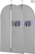 2Pcs Garment Bags Covers, 55Inch Hanging Clothes Bag, Suit Cover Bags with Clear Window for Hanging Closet Clothes Storage and Travel (2, Gray, 55 inch)
