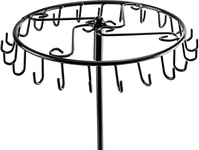 QWORK Spinning Jewelry Tree Display Stand, Jewelry Organizer with 23 Hooks, Black, 2 Pack