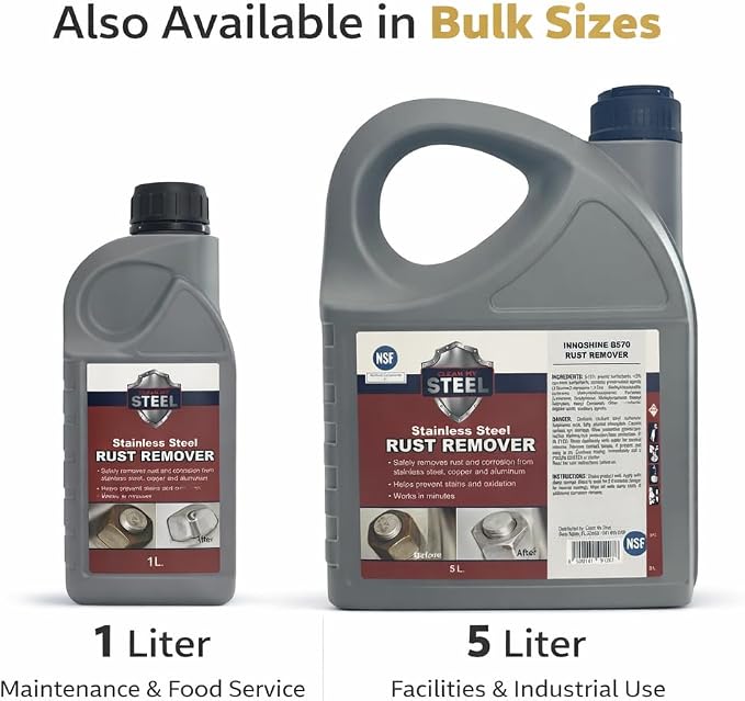 CLEAN MY STEEL Stainless Steel Rust Remover Industrial Cleaner (5L) | NSF certified food-safe formula. Economical 5-Liter bulk supply