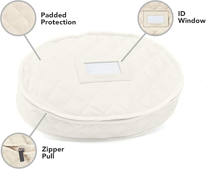 Covermates Keepsakes - Serveware Storage - Padded Protection - ID Window - Stain Resistant - Machine Washable - China Storage, Cream