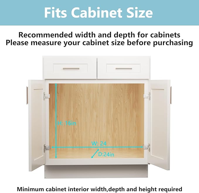 LOVMOR 2 Tier Pull Out Cabinet Organizer 22½" W x 21½" D, Slide Out Drawers with Wooden Handle, Sliding Shelves Organization and Storage for Kitchen, Pantry