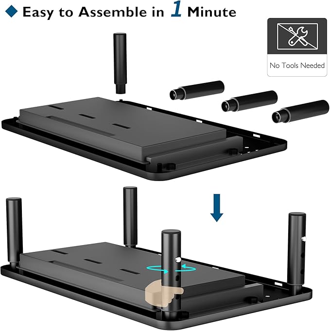 BONTEC 1 Pack Adjustable Monitor Stand Riser with Drawer, Supports 44lbs | Ergonomic Mesh Platform for Desk, Ventilated Laptop and PC Use with Cable Management for a Cooler, Organized Workspace