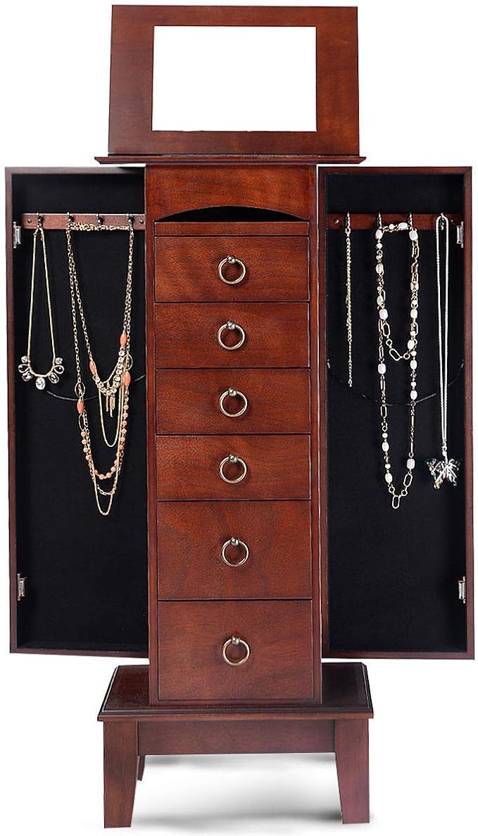 Cabinet Armoire Storage Box Chest-Stand Organizer Jewelry Wood