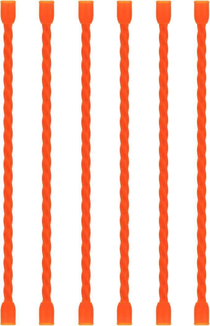 6 PCS 6-Inch Silicone Cable Ties Dia 5mm Reusable Steel-Core Rubber Twist Ties Bendable Cable Ties for Bundling and Holding, All Purpose Cord Tie for Indoor and Outdoor (Orange)