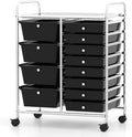 BECOMFORT 15-Drawer Rolling Cart with Drawers, Storage Cart on Wheels, Teacher Classroom Organizers with Metal Frame, Mobile Craft Cart for Tools
