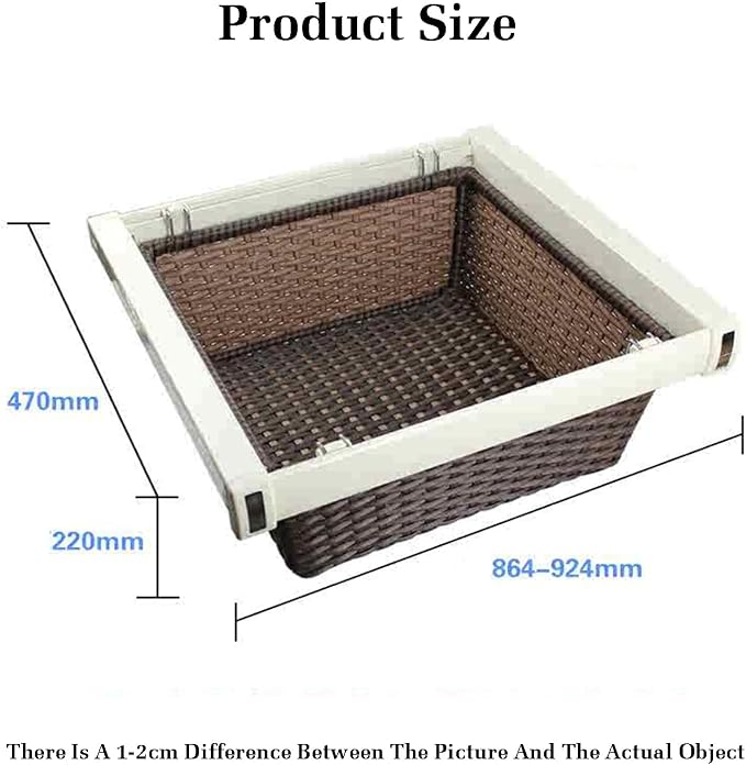 Pull Out Cabinet Storage Basket,Wardrobe Storage Organiser,Stackable Detachable Baskets Closet Storage Box,for Kitchen Office Wardrobes Cupboard Storage,Brown 2-864x220x470mm