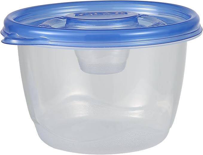 Glad GladWare To Go Lunch Food Storage Containers with Lids, Medium Round BPA Free Plastic with Built-In Dressing Cup for Salads and Lunches, Microwave Dishwasher Safe, 32 Oz, 4 Count
