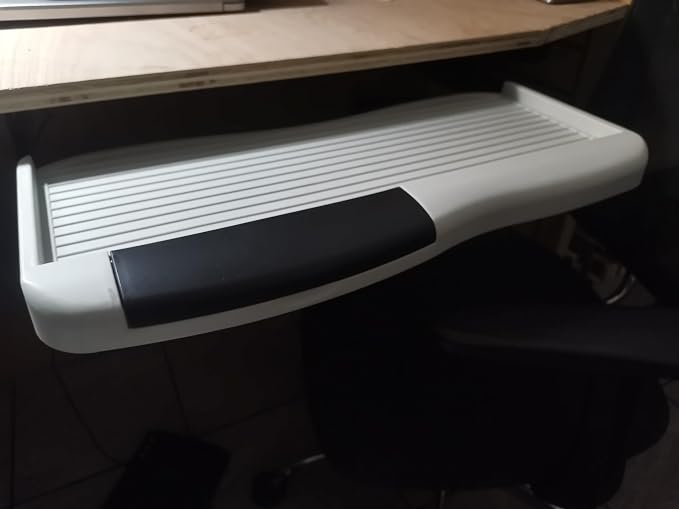 Corner Sliding Computer Adjustable Stand Office Keyboard Platform Tray | Drawer with Pen Box, Under Desktop Organizer