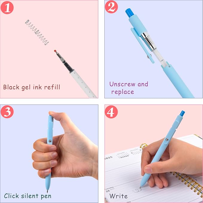 Gel Pens School Office Supplies - 10 Pcs 0.5mm Cute Black Ink Ballpoint, Macaron Colored Fine Point Pen, Desk Accessories for Women College Teacher, Pastel Smooth Writing Pen for Journaling Gifts
