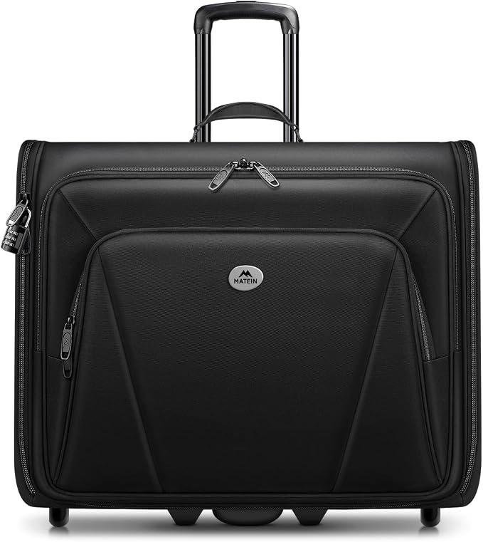 MATEIN Rolling Garment Bag with 2 Packing Cubes, Large Travel Garment Bags | Check-in Luggage, 17.3 Inch Laptop Compartment, Wrinkle Free, Wheeled Business Softside Suitcase, For Men and Women, Black