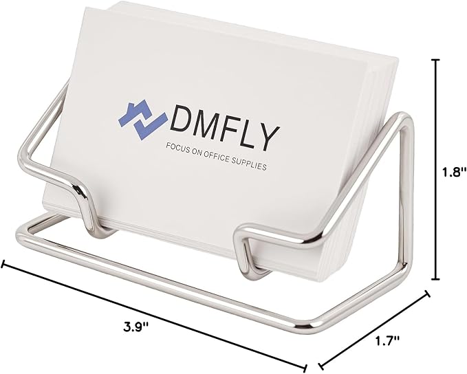 Business Card Holder for Desk, Metal Cute Card Display Stand, Compatible with Various Countertops, Horizontal Silver