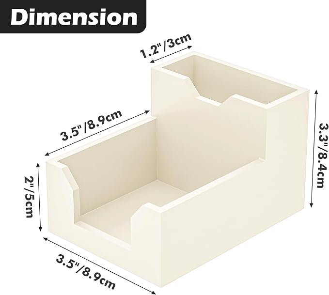 White Sticky Note Holder, Silicone Memo Holder with Pen or Card Slots, Sticky Note Dispenser, Fits 3x3 Inches Sticky Notes, Post It Note Dispenser for Office Desk Accessories