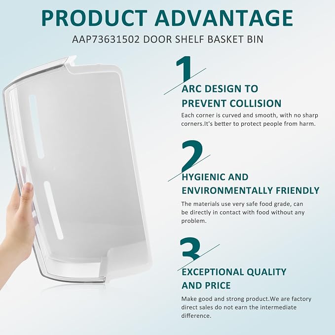 AAP73631502 Refrigerator Door Bin Shelf Replacement RIGHT | Compatible for Ken-more L-G Elite Refrigerator Shelf Replacement-LFX28968ST Door Bin AP5673810,2652330,AAP72909218-by MIFLUS