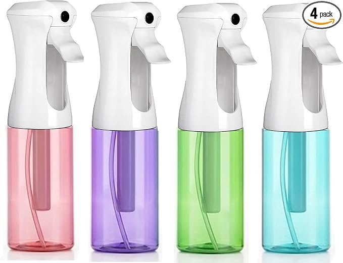 VIGOR PATH Continuous Fine Mist Spray Bottle – 6.7oz/200ml Refillable Water Mister for Hair, Cleaning, Plants & Beauty (Variety Pack)