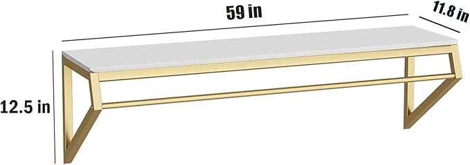 Modern Simple Men's and Women's Clothing Store Heavy Duty Metal Display Stand,Wall-Mounted Garment Rack with Wood,Clothes Rail,Bathroom Hanging Towel Rack (Gold Square Tube, B-59 L)