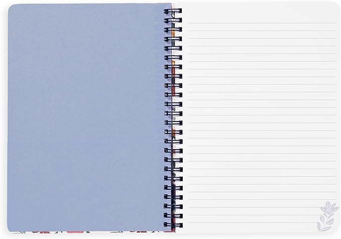 Steel Mill & Co Cute Mini Spiral Notebook, 8.25" x 6.25" Journal with Durable Hardcover and 160 Lined Pages (Folk Floral Multi)