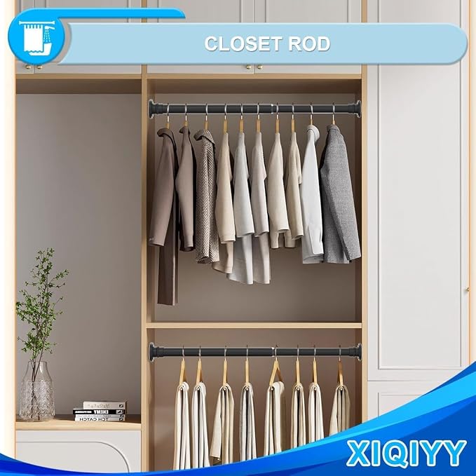 Heavy Duty Tension Rod,Adjustable Shower Rod Tension 28 to 48 inches,Compression Curtain Rod for Windows,Curtain,Doorway,Black